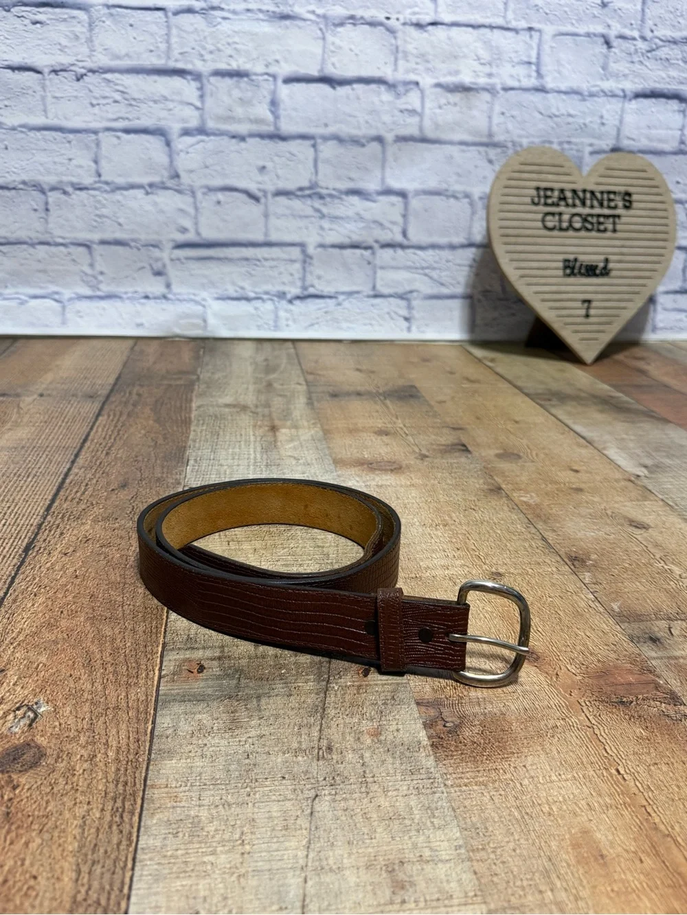 Belt Lizard Grain Cowhide Leather Men's Belt Brown Made in USA Size 40 GUC Pre o